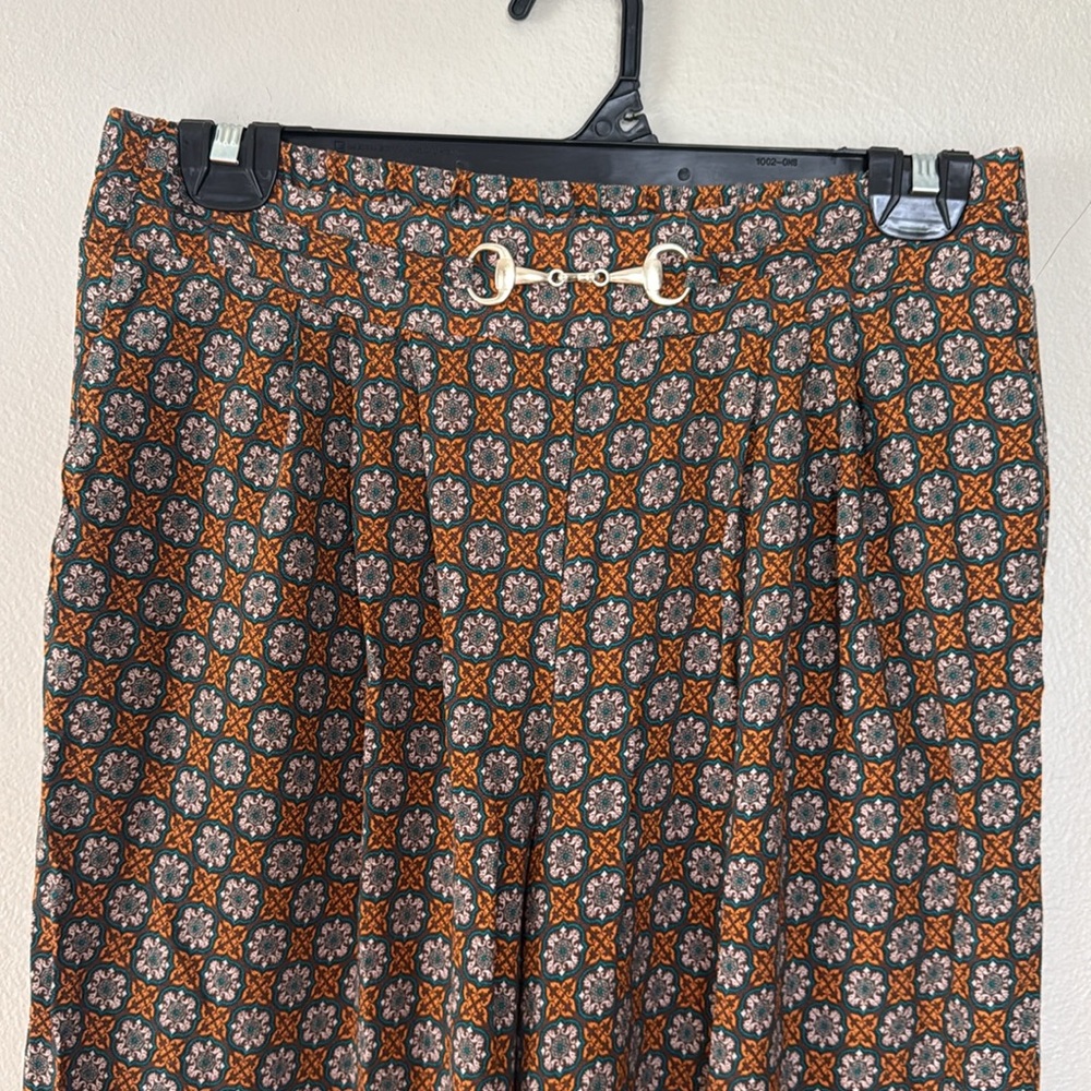 NWOT Cato horsebit Brown Patterned Wide-Leg Pants small - Picture 2 of 5
